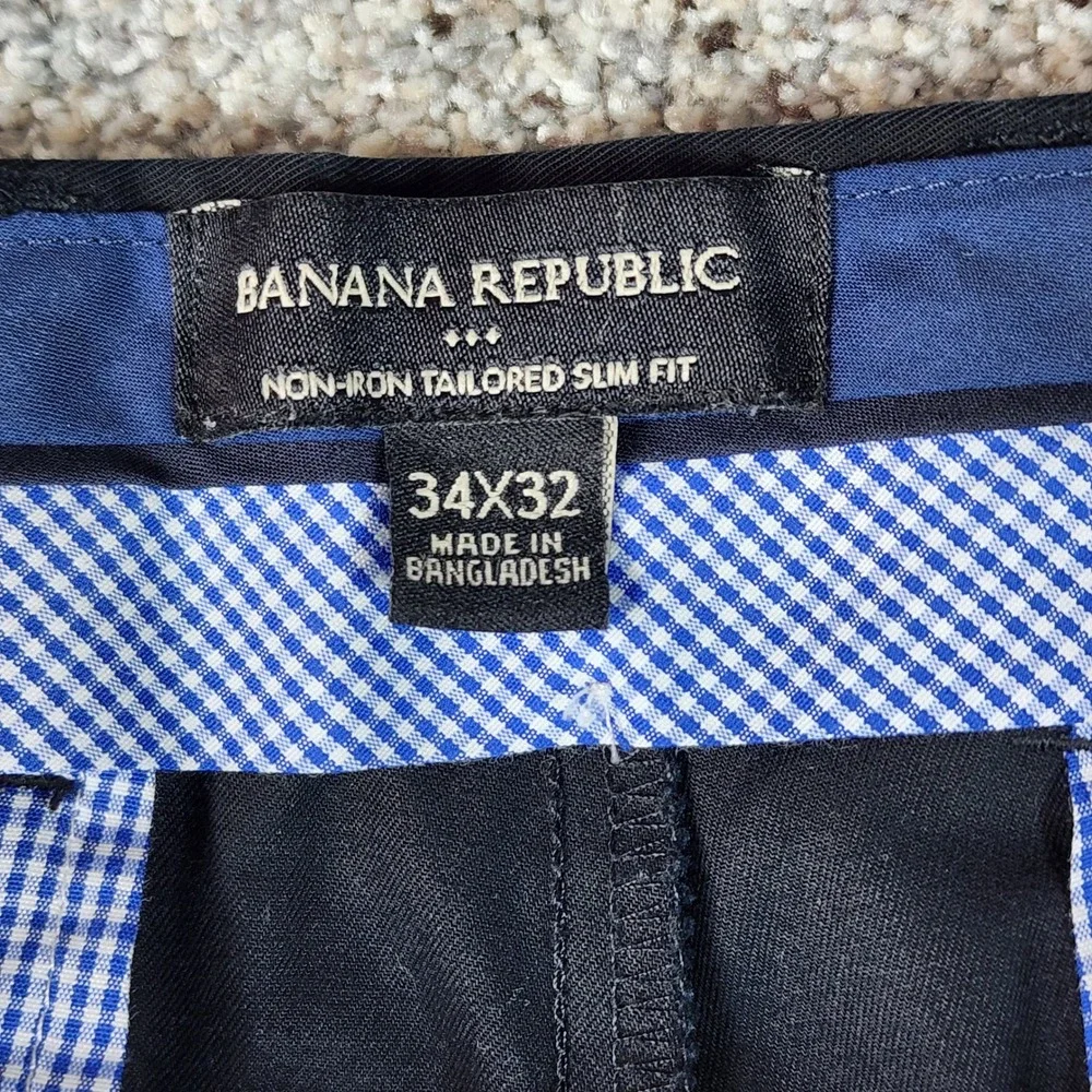 Banana Republic Chino Dress Pants Mens 34x32 Slim Fit Non-Iron Black Excellent